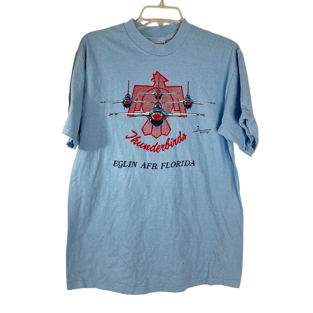 Vintage 1980s Eglin Air Force Base Thunderbirds Graphic Tee Shirt L
